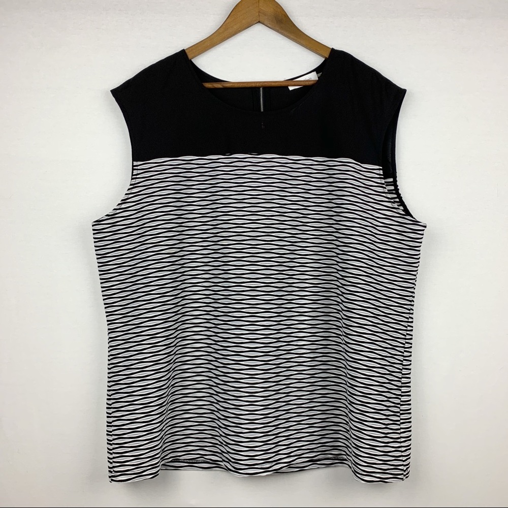 Calvin Klein Sheer Black & White Zip Back Tunic